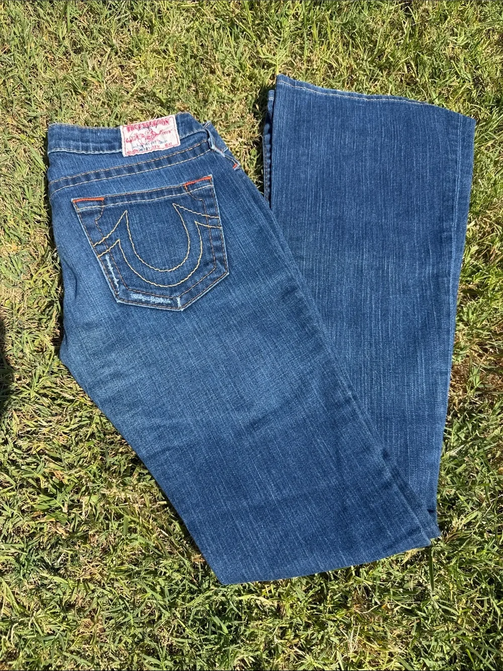 True Religion Women's Flare Jeans in Dark Blue Wash